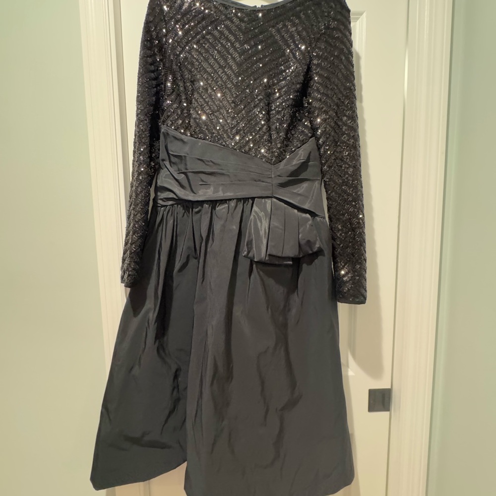 NEW!! Rickie Freeman for Teri Jon Black Embellished Pleated Gown